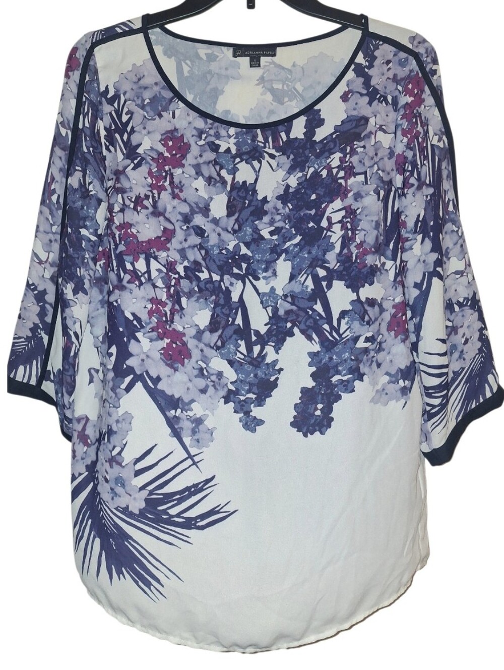 Adrianna Papell Lightweight Flowy Floral Overlay Blouse Size Small